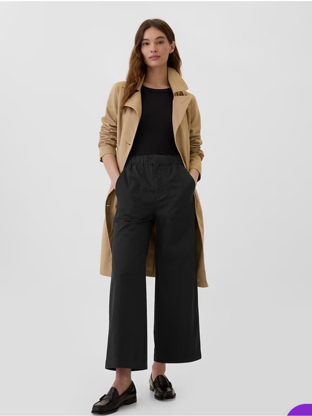 Women’s GAP Black Twill wide-leg cropped pants. PM. NWT